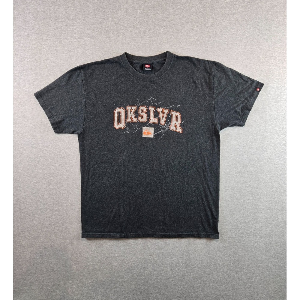 Vintage Quiksilver T Shirt Mens Large Gray Short Sleeve Big Logo Surf Skate‎ Y2K